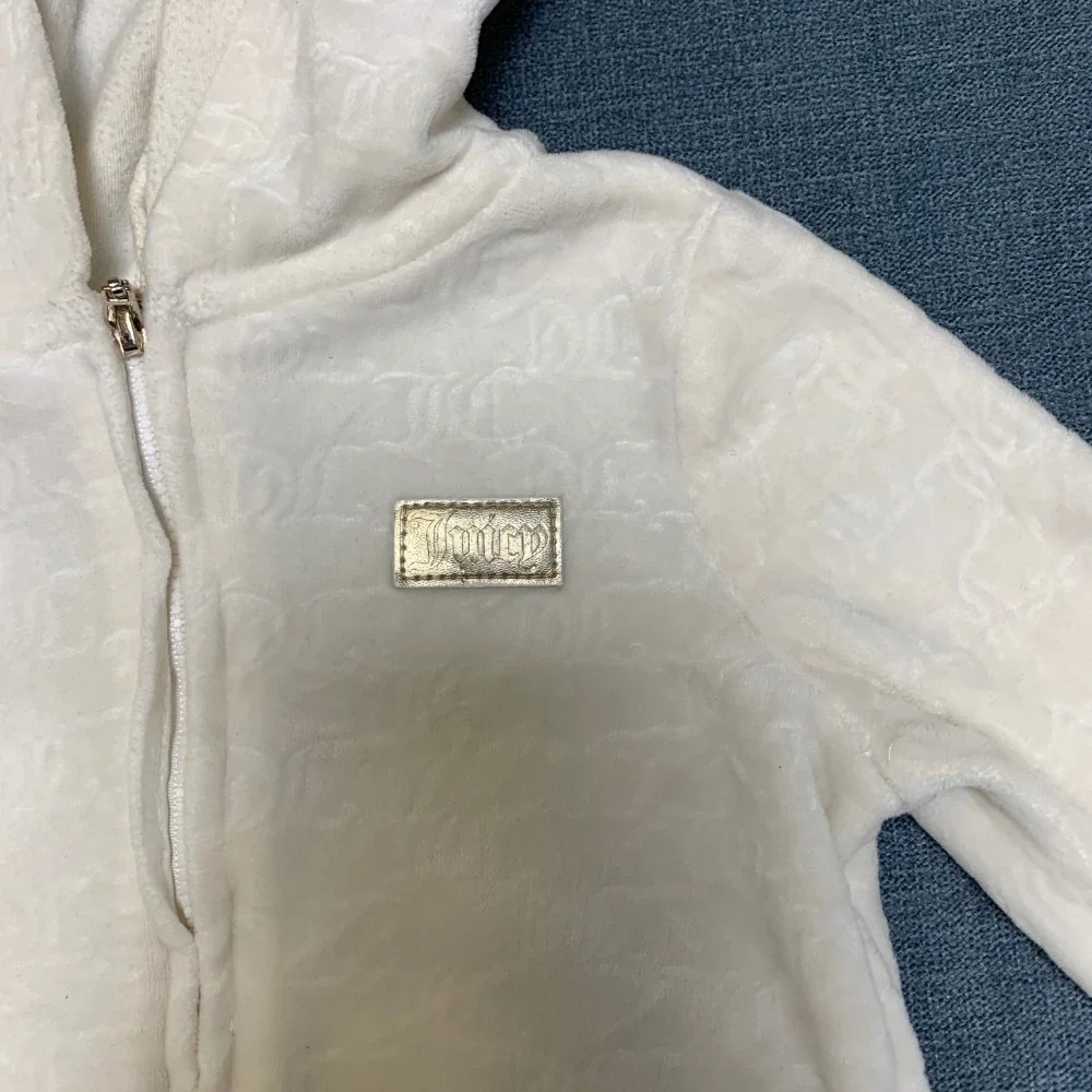 Juicy Couture Full Zip Track Jacket Baby Girls 12M Cream Velour Long Sleeve